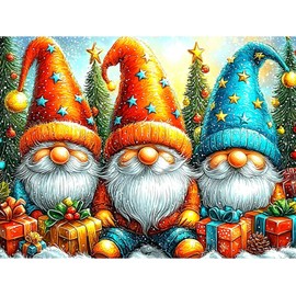 SENQAO Gnome Diamond Art Kits for Adults,Christmas 5D Diamond Painting Kits for Beginners,Round Full Drill Gem Art for Adults,DIY Diamond Dots Paintings Picture Arts Craft for Home Decor 12x16inch