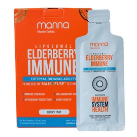 Manna Vitamins Evolved Liposomal Elderberry Immune Packets, Vitamins C, D etc. - Daily Immune Support for Adults, Kids - Sugar Free, Real Elderberry Extract, Syrup, Travel-Friendly, 15 Pack
