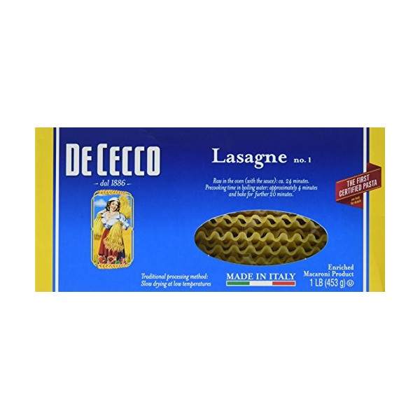 De Cecco Semolina Pasta, Lasagne No.1, 1 Pound (Packaging May Vary)