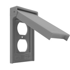 ENERLITES Vertical Duplex Weatherproof Wall Plate, Outdoor Electrical Outlet Cover, Standard Size 1-Gang 4.84” x 2.83”, Thermoplastic, 8821-WPV-GY, Gray