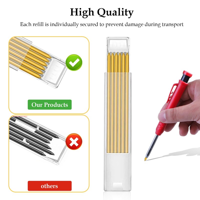 12Pcs 2.8 mm Pencil Replacement Refills, Refills for Carpenters Mark