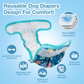 Pet Soft Heat Pants for Female Dogs, Reusable Dog Nappies for Female Dogs, S, Pack of 3, Highly Absorbent Panties for Dogs, Heat, Washable Nappies for Dogs, Heat / Period, Incontinence