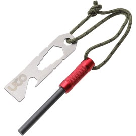 UCO Survival Fire Striker with Tether and Multitool, 3,000+ Strikes, Red