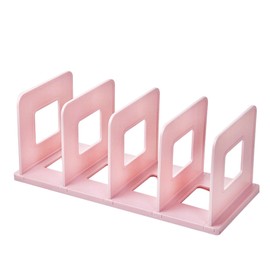 Lemical Desk File Holder File Sorter Detachable Bookend 4 Compartments Magazine Organiser Book Divider Documents Organizer Heavy Duty Bookshelf Cookbook Storage Holder for Home Kitchen Office Pink