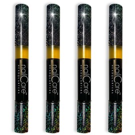 Cuticle Oil Pen for Nails - Nail Strengthener & Growth Oil and Serum for Damaged Nails, Hangnails w/Jojoba cuticle oil—Natural Fragrance - Holographic Glitter Pens 4-Pack