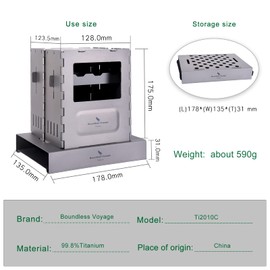 Boundless Voyage Camping Titanium Wood Stove Carbon Burner Grill Outdoor Hiking Cooking Backpacking Lightweight Alcohol Furnace