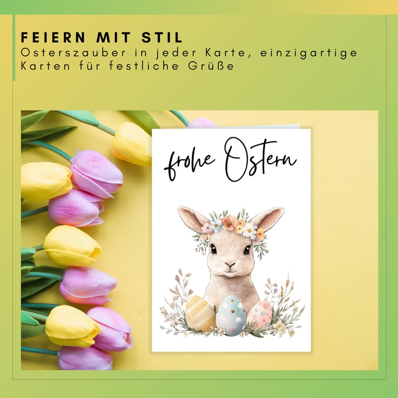 HIDEBLOOM Easter Cards Folding Cards Set Easter Bunny with Envelope