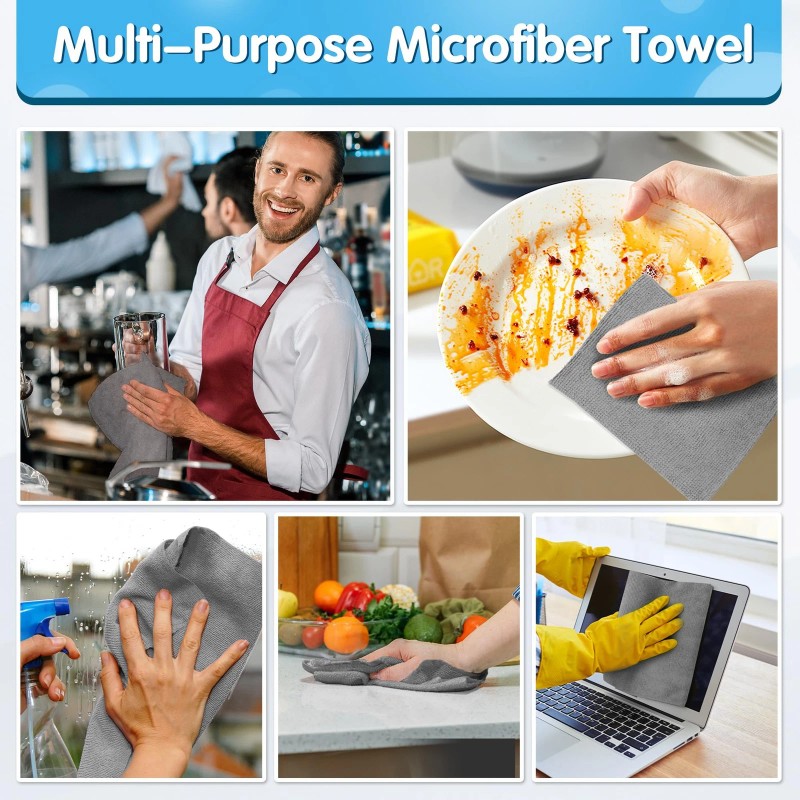 FIXSMITH Shop Towels, Pack of 150, Grey Microfiber Cleaning Cloth