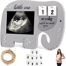 QSLKI Baby Picture Frame, Sonogram Picture Frame with Baby Countdown Weeks, Pregnant Women Gifts Ideas Ultrasound Picture Frame, Baby First Scan Picture Frame for Ultrasound Images, Good Gift