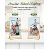 Alffun 12 Pack Gold Acrylic Sign Holders 4x6, Double Sided