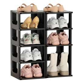 HAIXIN Adjustable 10 Tier Shoe Organizer - Narrow Plastic Vertical Shoe Rack for Closet, Entryway, Boots - Stackable Shoe Cabinet