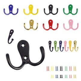 SHENGYIG Pack of 13 Colourful Coat Hooks, 2 Specifications Jackets Hooks Wall with Screws, Zinc Alloy Coat Hooks, Electroplating Process, Suitable for Living Room, Bedroom, Bathroom