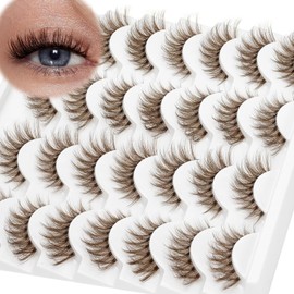 Brown Lashes 3D Fluffy Cat Eyelashes with C Curl Clear Band, Natural Wispy False Eyelashes, Soft & Comfortable, 14 Paris by Obeyalash (Brown Lashes ZH01)