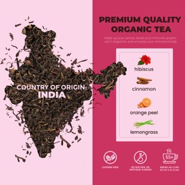 Gardenika Organic Cinnamon Hibiscus Loose Leaf Tea | Natural & Antioxidant Rich | Caffeine-Free | 55+ Cups | USDA Organic & Kosher | 4 oz