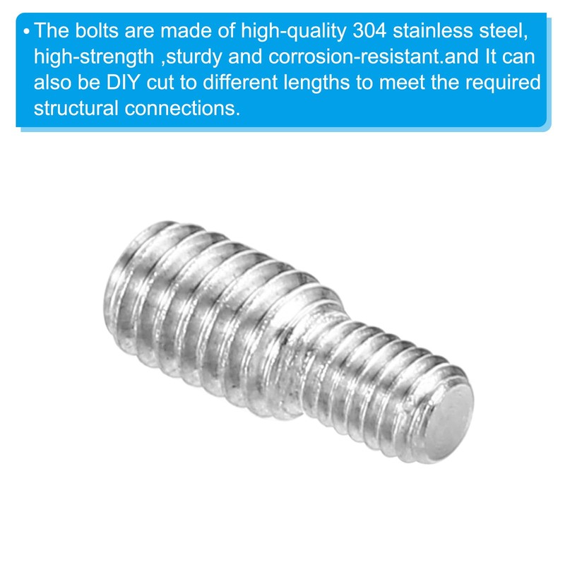 PATIKIL 5 Pack M3*M4*10 Double End Thread Stud Bolts 304