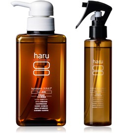 haru Kurokami Scalp (Original), 13.5 fl oz (400 ml), Single Item + Hair Mineral Essence, 5.1 fl oz (150 ml), Single Item, All in One, Naturally Derived, Additive-Free, Non-Silicone Shampoo, Outdoor Treatment, Mist Set