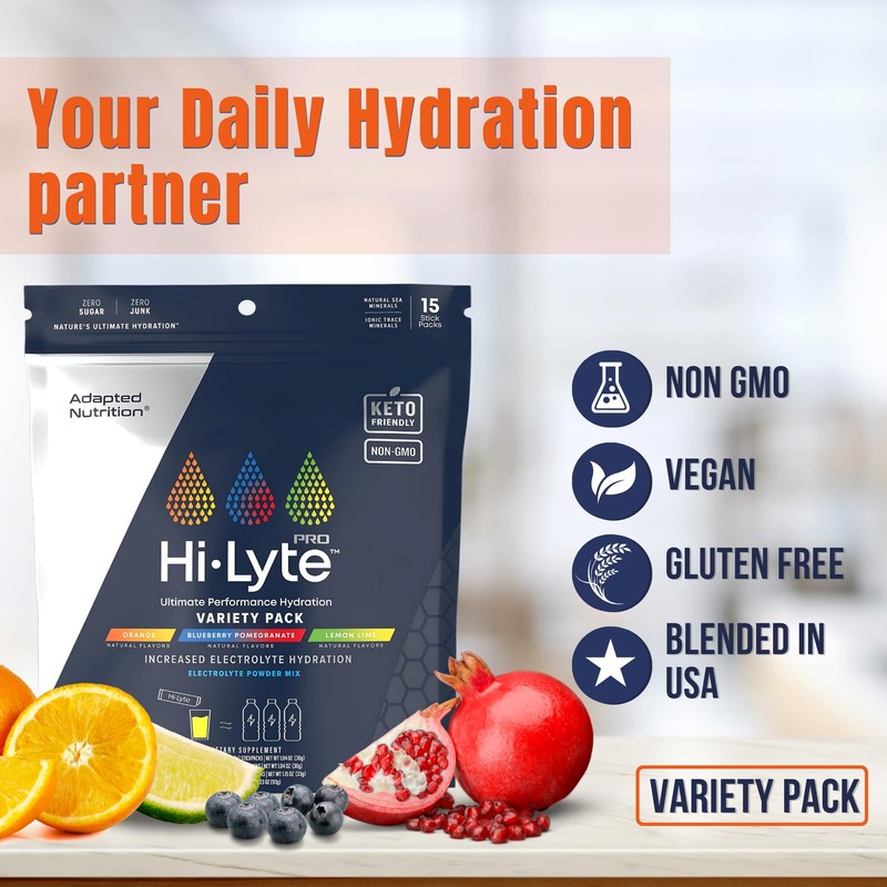 Adapted Nutrition Hi-Lyte Pro Hydration Packets - 15 Individual Drink