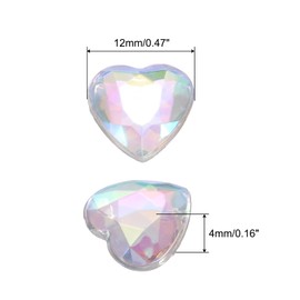 MECCANIXITY 60 Pcs Acrylic Heart Rhinestone 12mm Flat Back Plastic Gems Jewelry Stickers for Craft Bead Face Painting Costume Jewelry Making, Multicolor