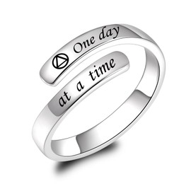 BEILIN Just Breathe Cross Ring, 925 Sterling Silver Inspirational Jewelry Rings Adjustable Faith Cross Ring Personality Encouragement Gift for Women, Metal, No Gemstone