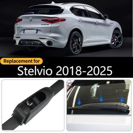 GARDIMU Replacement for Alfa Romeo Stelvio 2018 2019 2020 2021 2022 2023 2024 2025 Rear Windshield Wiper Blade and Arm Assembly-Car Back window wiper Arm Blade Complete Set