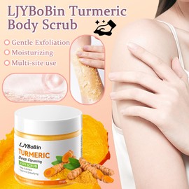 LJYBoBin Turmeric Body Scrub,Deep Cleansing Handmade Exfoliating Body Scrub,Moisturizing Skin Turmeric Face Exfoliator for All Skin Types