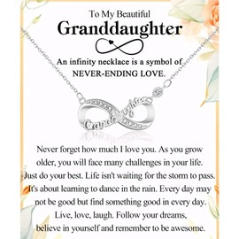 Granddaughter Gifts from Grandma, Infinity Granddaughter Necklace as Granddaughter Christmas Birthday Mothers Day Valentines Day Easter Stocking Stuffers Graduation Back to Shool Gifts Presents