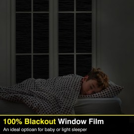 LUTE Window Privacy Film Frosted Glass Window Film, Removable Sun Blocking Heat Control Door Window Covering, Static Cling Frosting Decorative Window Cling Glass Sticker, Wave Black, 23.6" x 157.4"