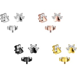 PIERCINGLINE Titanium Screw Attachment with External Thread 0.9 mm Crystal Paw Piercing Attachment Replacement Choice of Colours, Titanium