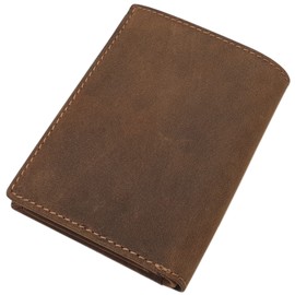 myledershop Genuine Buffalo Full Leather Wallet / Purse / Wallet in Portrait or Landscape Format with RFID & NFC Protection, Model 1 / Portrait / Cognac, Classic