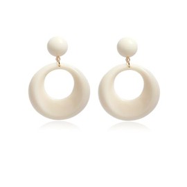 Hollow Round Acrylic Dangle Earrings Transparent Geometric Multi-Color Fashion Earrings for Women-Beige