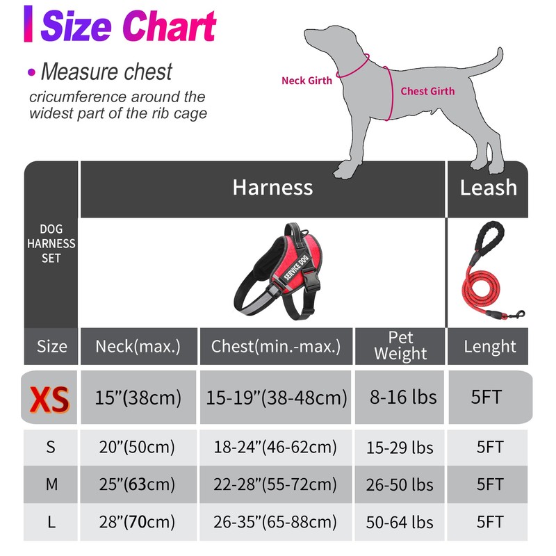 Service Dog Vest, DEWVIE Dog Harness and Leash Set with