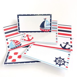 Nautical Place Tent Cards by Adore By Nat - Wedding Baby Shower Birthday Party Food Label or Sign - Set of 12
