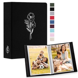 Lanpn Photo Album 10 x 15 100 2 Packs Small Mini Linen Slip-in Album for Portrait Photos Pictures Black