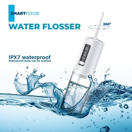 Water Flosser -Cordless - Teeth -Cleaner Water Dental Flosser with 3 Modes 4 Jets Rechargeable IPX7 Waterproof Dental Oral Irrigator for Travel or Home