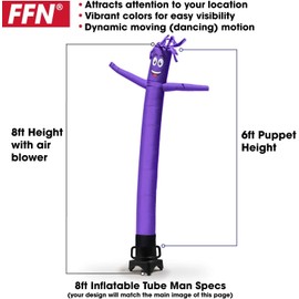 Now Hiring 8 Foot Tall Inflatable Tube Man Air Powered Waving Puppet, Air Blower Motor Included with 6 Foot Dancer by Feather Flag Nation