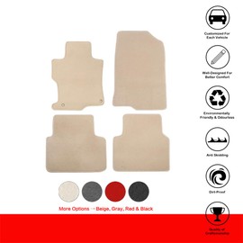 Floor Mat Compatible with 2008-2012 Honda Accord Sedan 4Door Only, Front & Rear Beige 4PC Nylon Car Floor Carpets Liner by IKON MOTORSPORTS