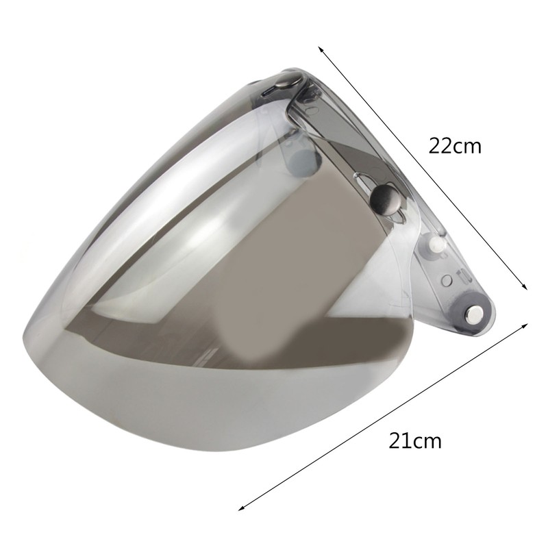 Open Face Helmet Visor Motorcycle Helmet Bubble Lens 3-Snap Bubble