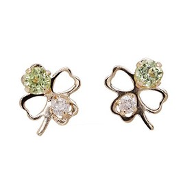 KASHIMA K10/WG 0.02ct Diamond/Peridot Clover Earrings