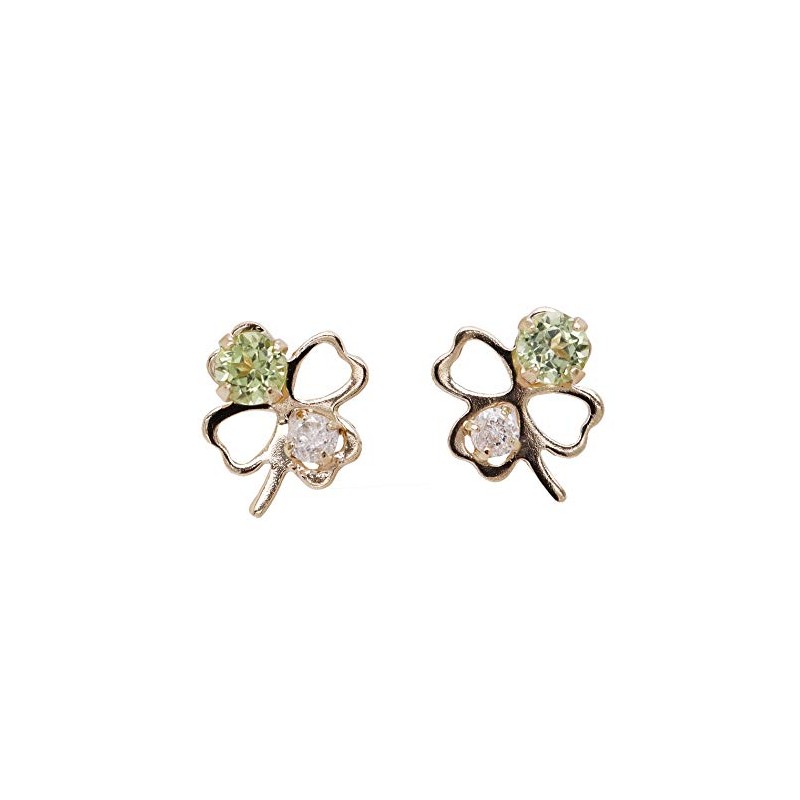 KASHIMA K10/WG 0.02ct Diamond/Peridot Clover Earrings
