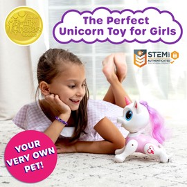Power Your Fun Robo Pets Unicorn Toy for Girls and Boys - Remote Control Robot Toys with Interactive Hand Motion Gestures, STEM Programmable Treats, Walking, Dancing Robot Unicorn Kids Toy (Pink)