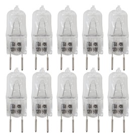 YIRVAHERE 10PCS WB08X10057 WB08X10051 Light Bulb Fit for GE Over The Range Microwave Hood-Easy to Install,G8 bi-pin Base, 120V 50W, 1.69" in Length, 0.5" in Width