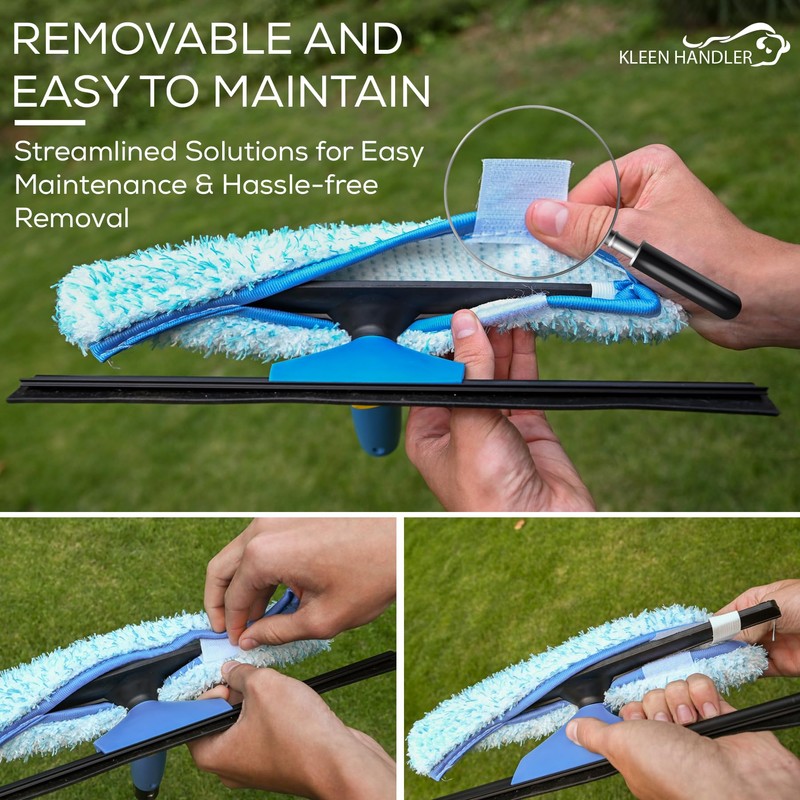 Kleen Handler Professional 2-in-1 Squeegee for Window Cleaning Tool Combo