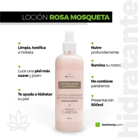 Loción Hidratante Rosa Mosqueta Y Ácido Hialurónico 500 Ml Momento de aplicación Día/Noche Tipo de piel Todo tipo de piel