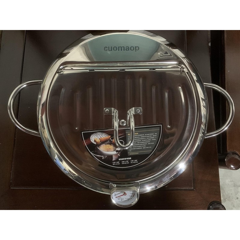 cuomaop Deep Fryer Pot, 304 Stainless Steel Japanese Frying Pot