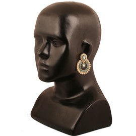 Touchstone Indian Bollywood Rich Beautiful Studded Look Rhinestone Chaand Moon Designer Jewellery Earrings in Antique Gold Tone for Women, Stone, Diamond