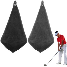 GWAWG 2 Pcs Golf Towels Absorbent Cleaning Towels Multifunction Towels with Carabiner for Golf Bags Fitness Sport Outdoor Yoga(2 Colors)