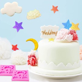 1 Pcs Star Moon Clouds Shaped Silicone Fondant Molds, DIY Candy Chocolate Decorating Mold for Cupcake Cookie Soap Candle Candy Baking Sugar Cakes Decorating Candy Making Supplies (Pink)