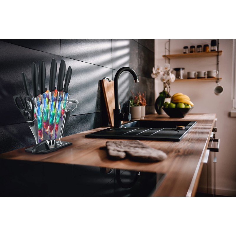 PurpleChef 10 Pieces Kitchen Knives Set. Includes 6 Stainless Steel