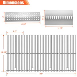 LPTNFRTN 4pcs 16631 Flame Tamer Flavor bar & 3pcs 16520 Heat Plate Shield with 4pcs 16517 Cooking Grates for Bull Grill Replacement Parts, Fits for Blaze Lion, Cal Flame 4 Burner Gas Grills