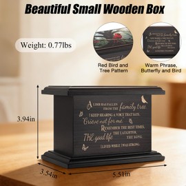 SOITIS Cremation Urns for Human Ashes 3.94 Inches Sharing Small Urn for Human Ashes Keepsake Wooden Urn Funeral Mini Casket for Ashes Burial Urn for Women Men Memorial Small Size Urns Box